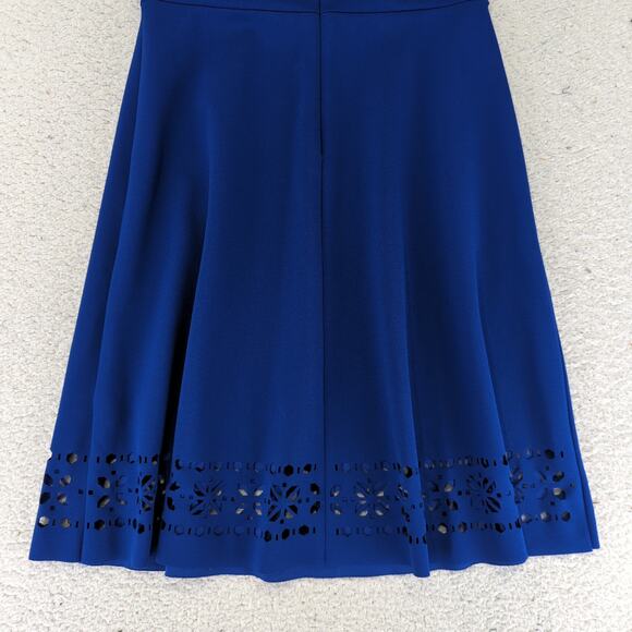 Banana Republic Cobalt Blue Short Sleeve Dress Laser Cut Ponte Women's Size 4 - Picture 6 of 9